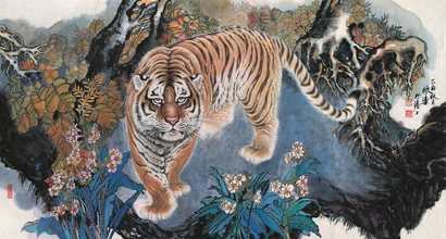 马欣乐 2005年作 虎 镜心